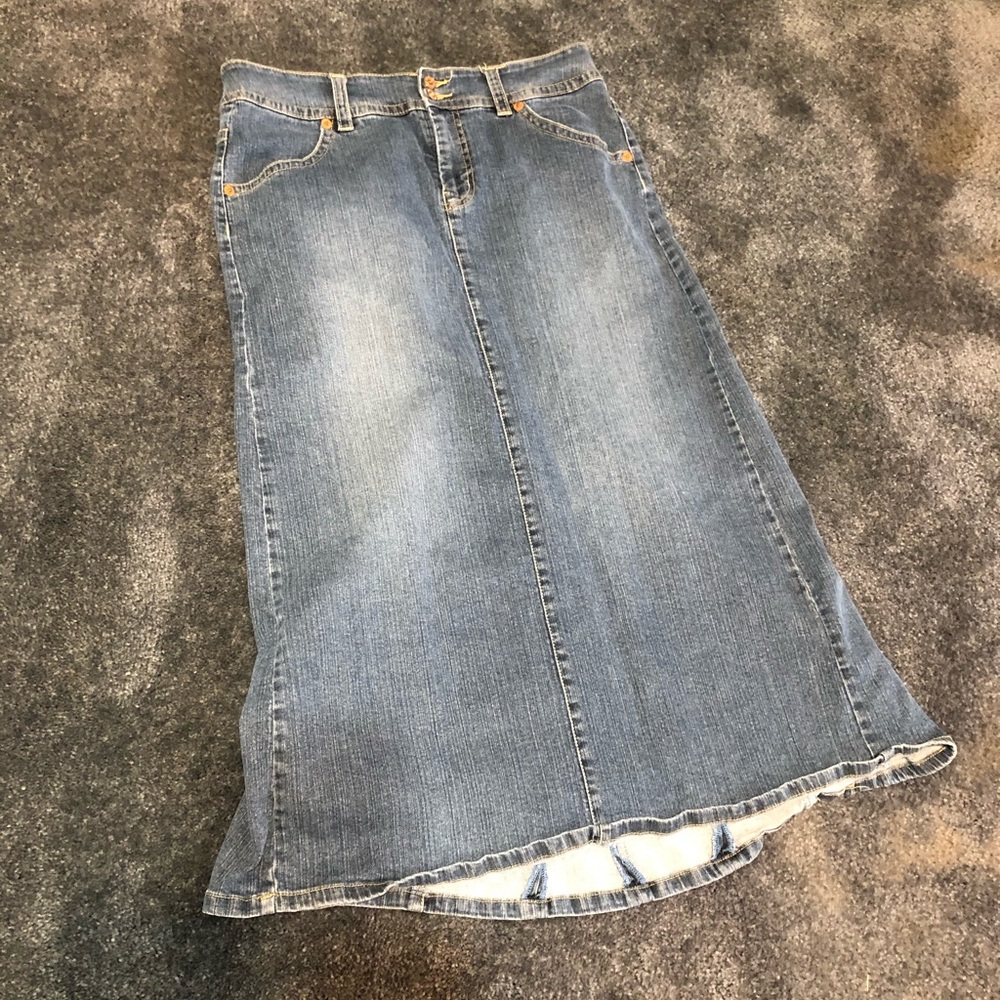 Long blue jean skirt